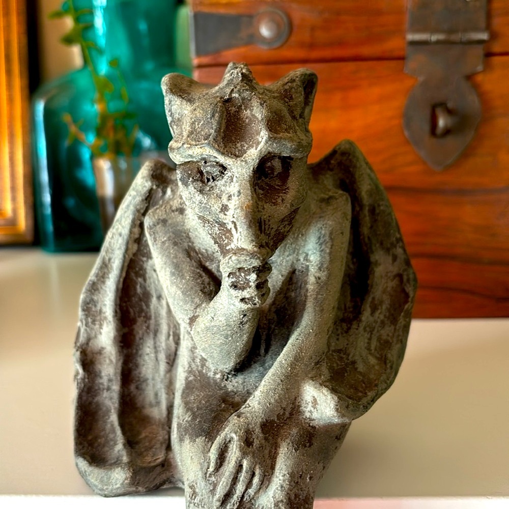 Gargoyle Thumb Sucking 7 1/4” Sitting Baby Goyle Winged Statue Shelf Sitter